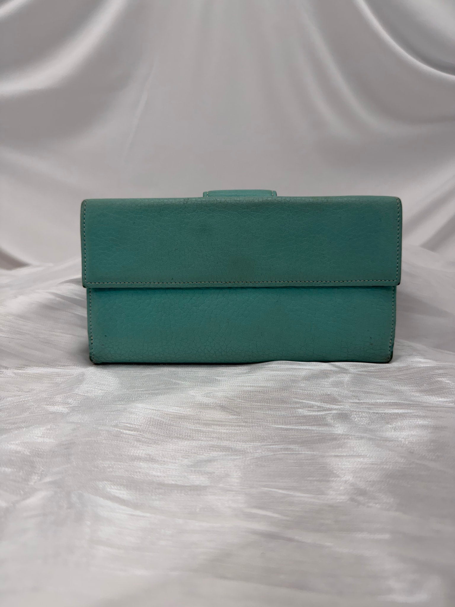 Tiffany & Co. Blue Leather Turn Lock Long Wallet 