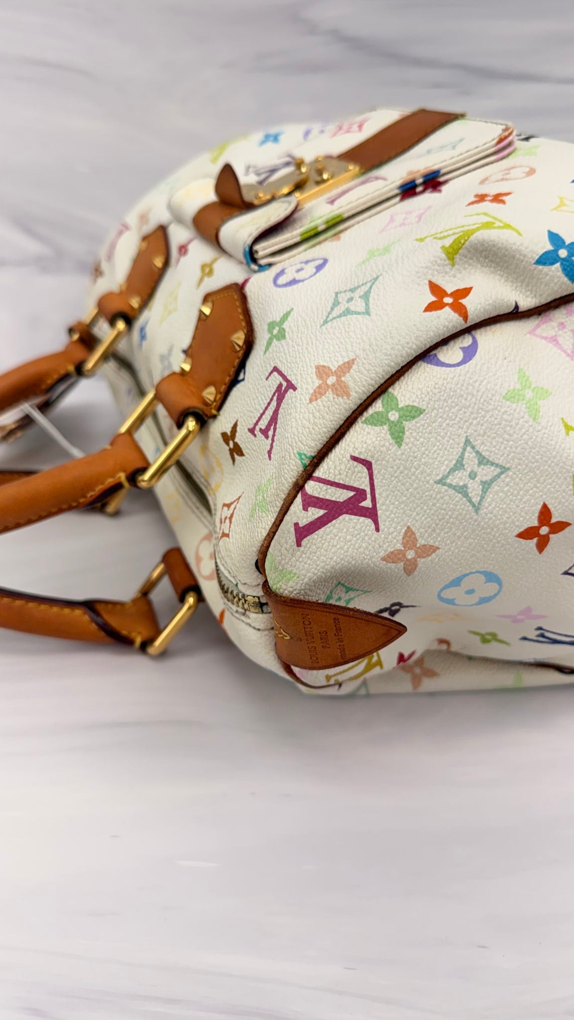 Louis Vuitton White Multicolor Monogram Speedy 30