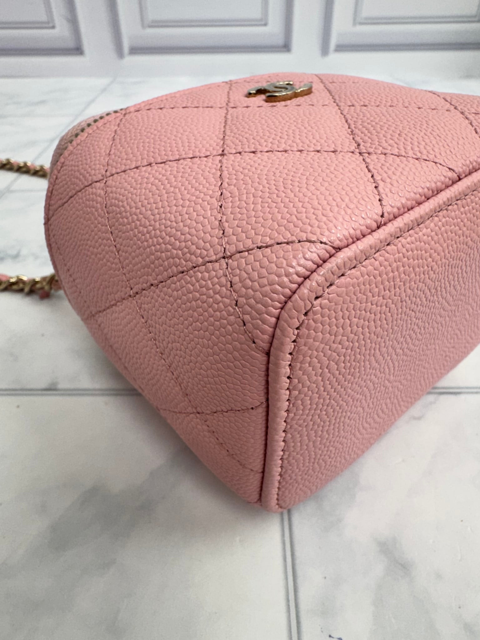 LIKE NEW - Chanel Pink Caviar Leather Mini Vanity Crossbody Bag