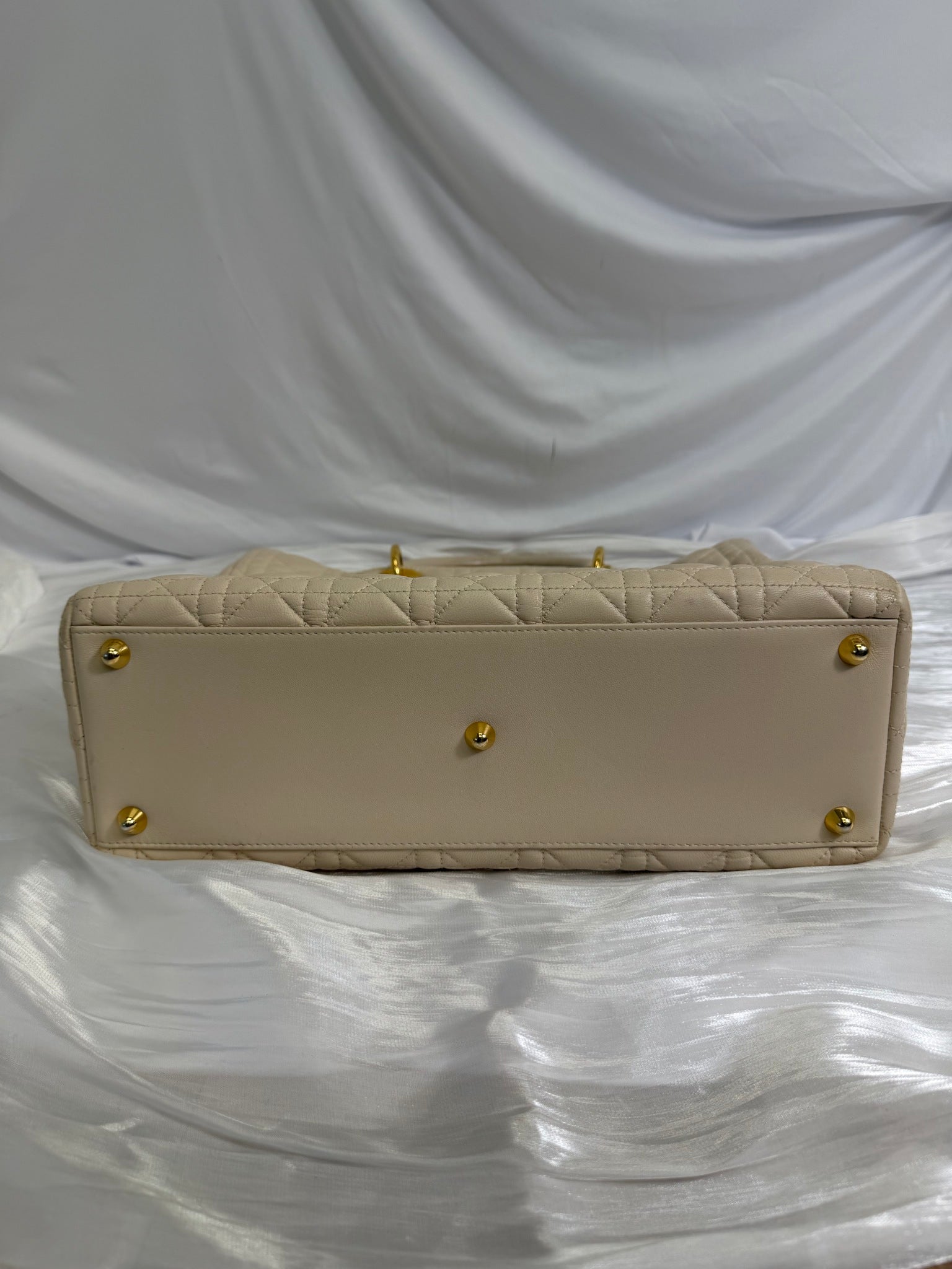 Christin Dior Cream Cannage Leather Large Lady Dior