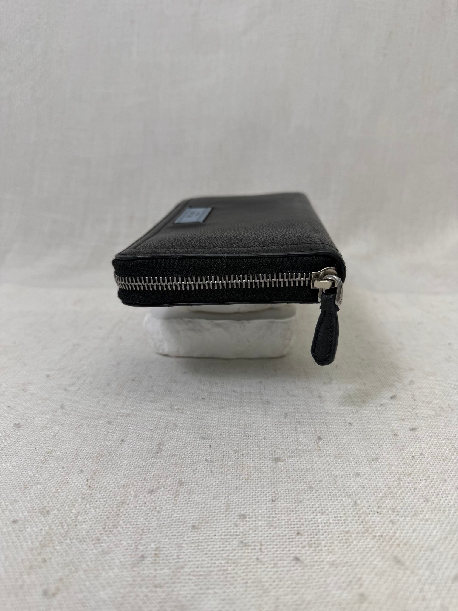 Prada Black Leather Zippy Wallet 