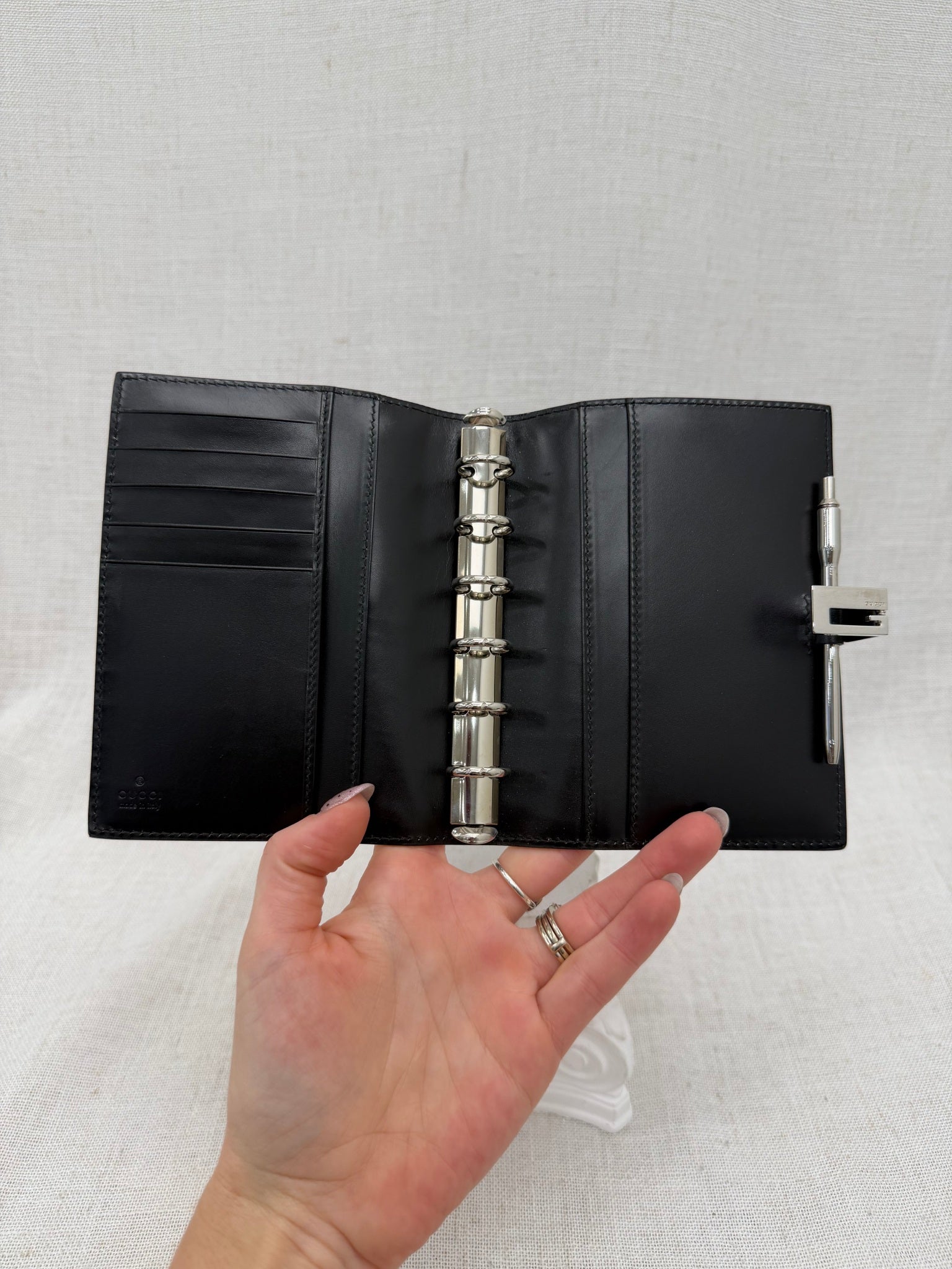 Gucci Black Leather Passport Agenda