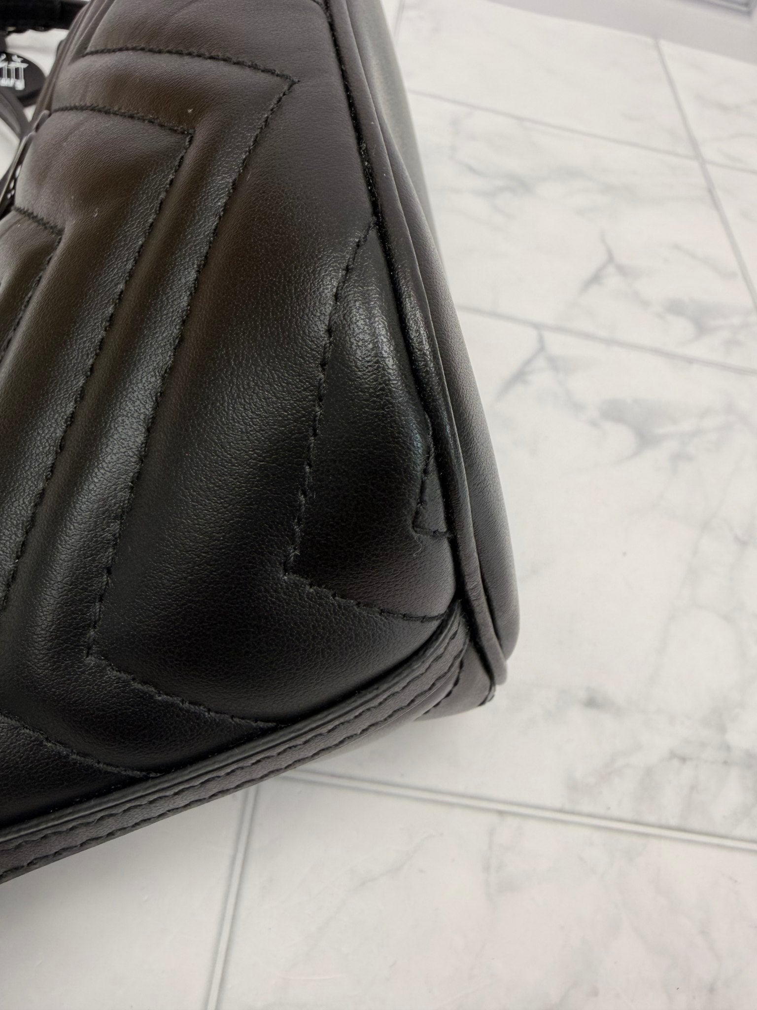 Gucci Black Quilted Leather Chevron Shoulder Bag
