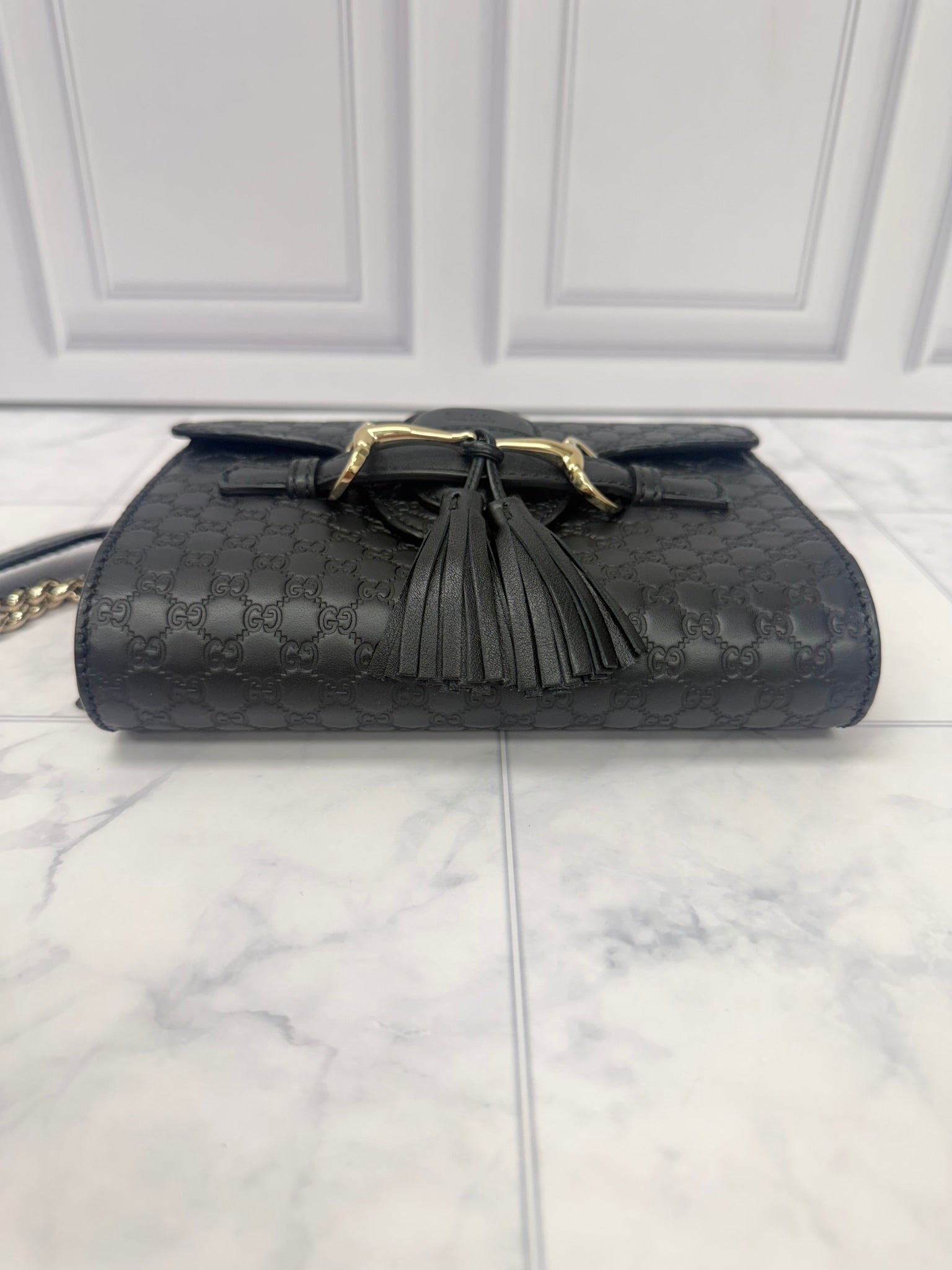 Gucci Black Microguccissima Mini Emily Chain Crossbody