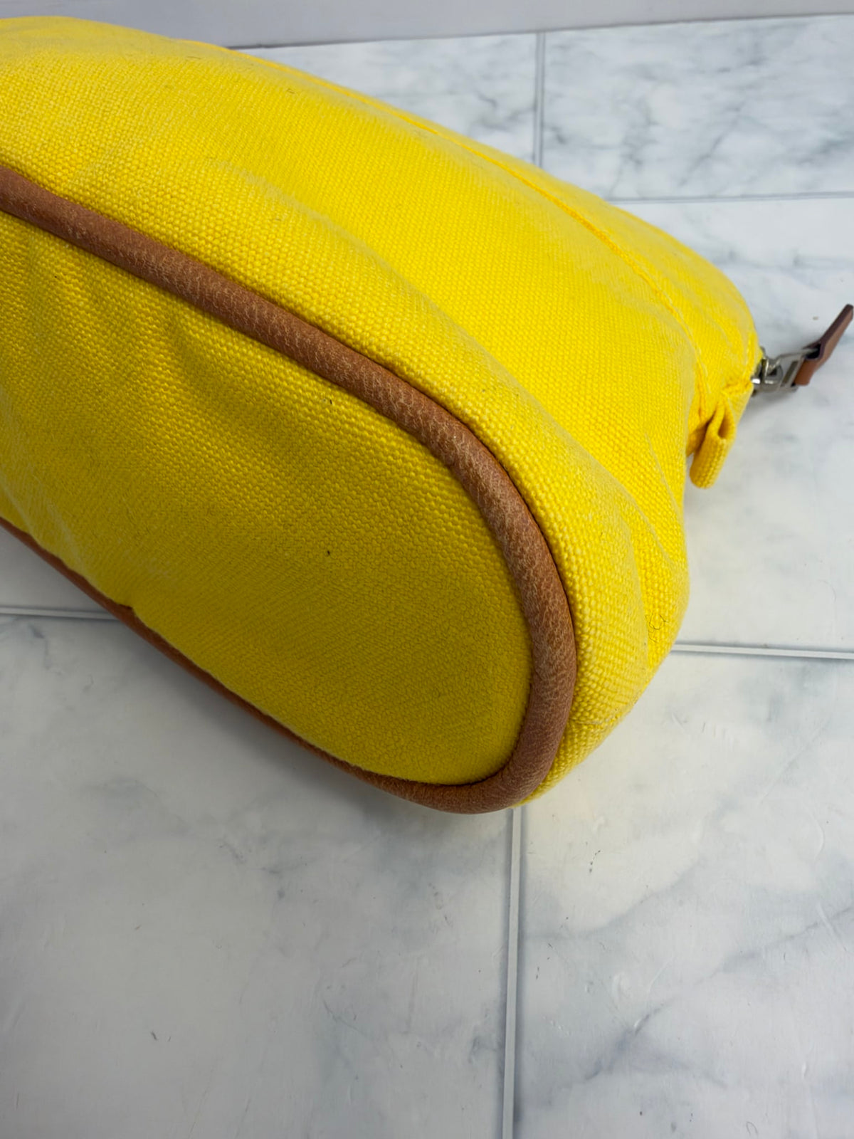 Hermes Yellow Canvas Bolide Pouch