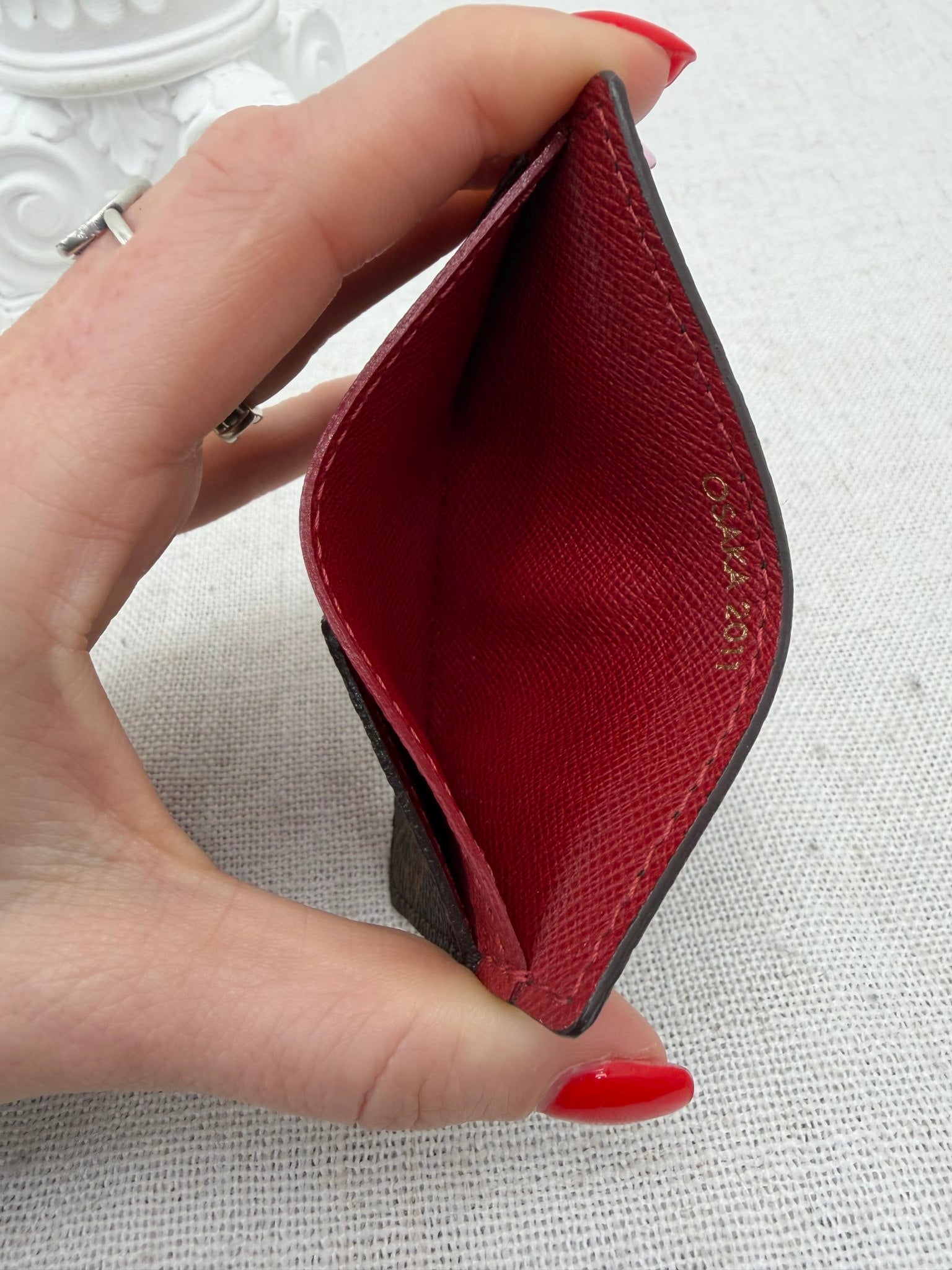 Louis Vuitton Monogram & Red Card Holder 