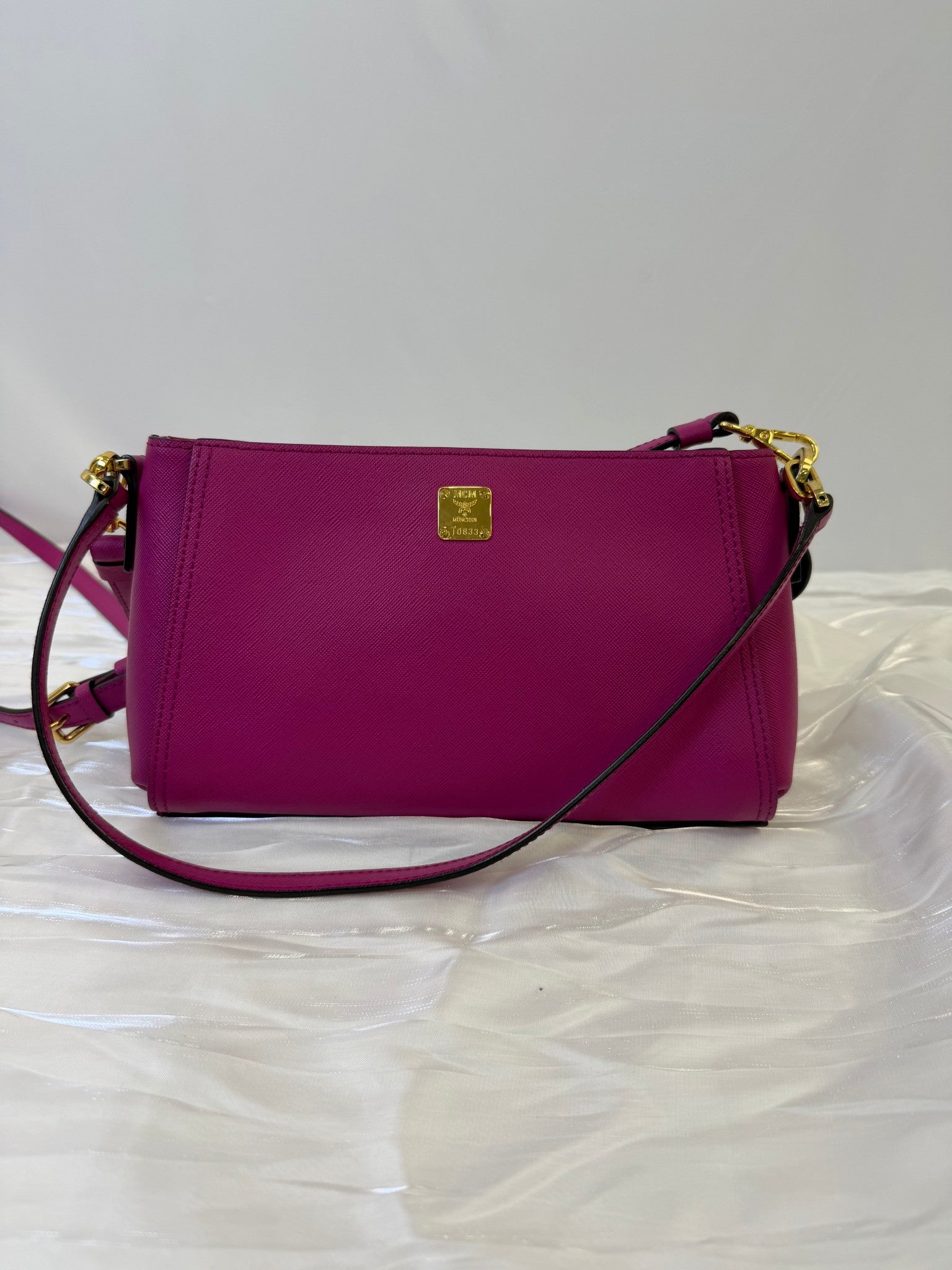 MCM Pink Saffiano Leather Two Way Crossbody Bag