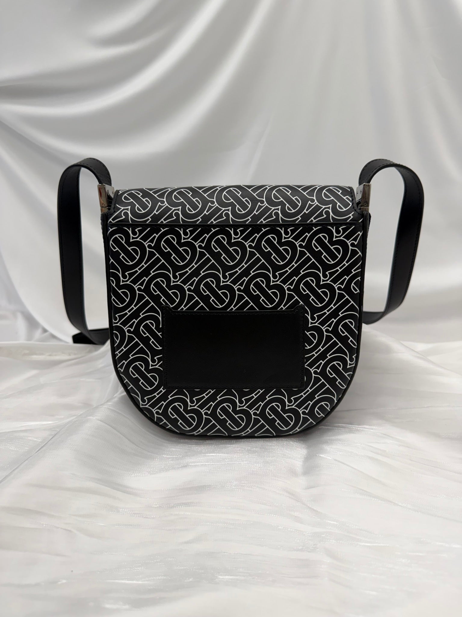 Burberry Black & White Printed Leather Olympia Crossbody