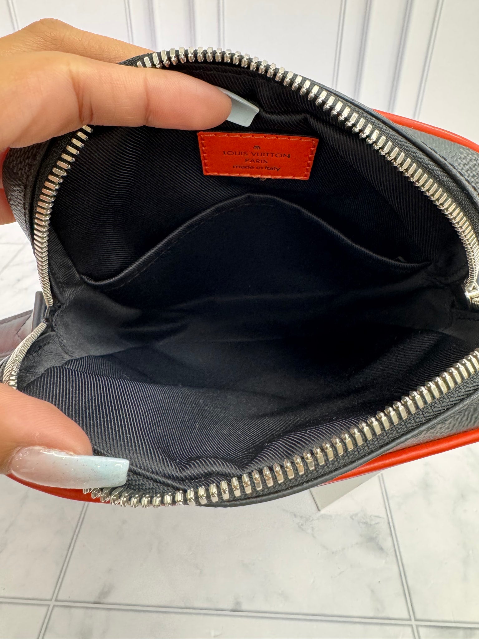 Louis Vuitton Navy Blue Epi And Damier Graphite Danube Slim PM Messenger Bag
