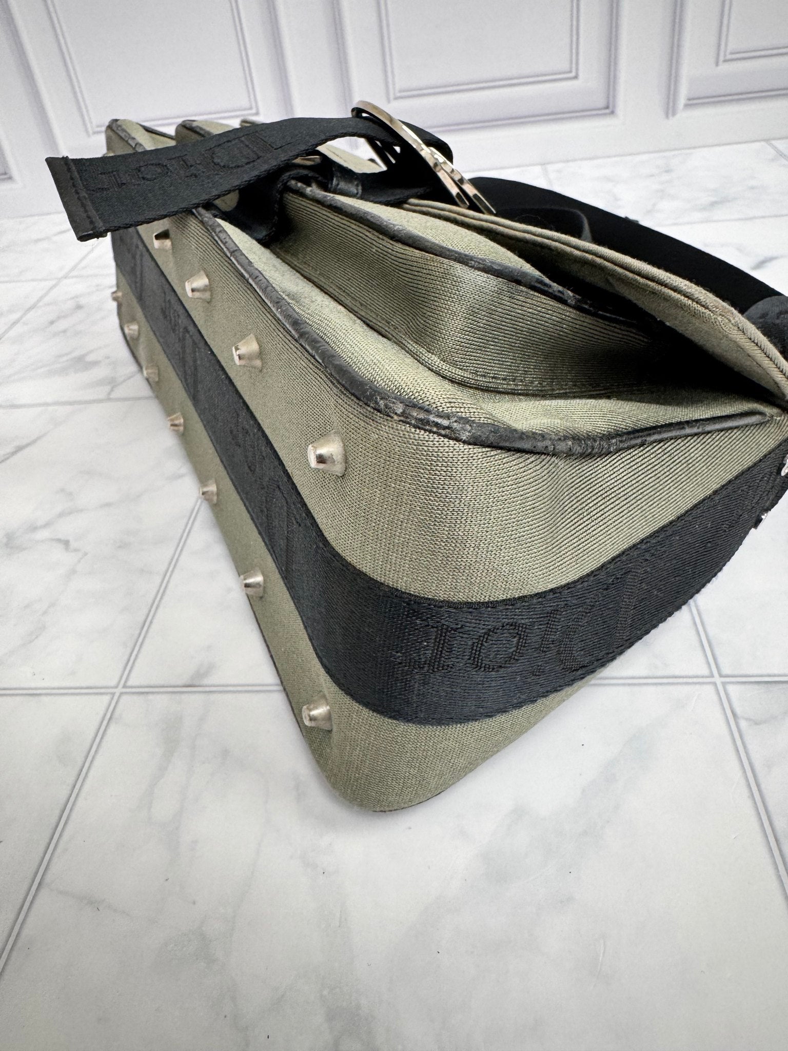 Christian Dior Olive Green Canvas Shoulder Bag