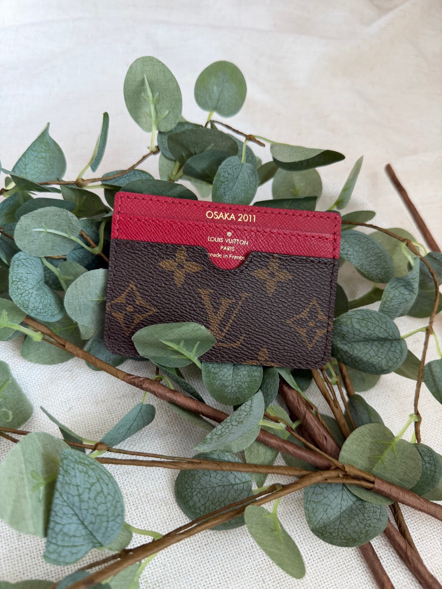 Louis Vuitton Monogram & Red Card Holder 