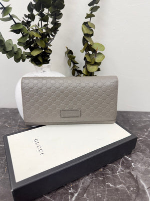 Gucci Grey Microguccissima Leather Long Wallet