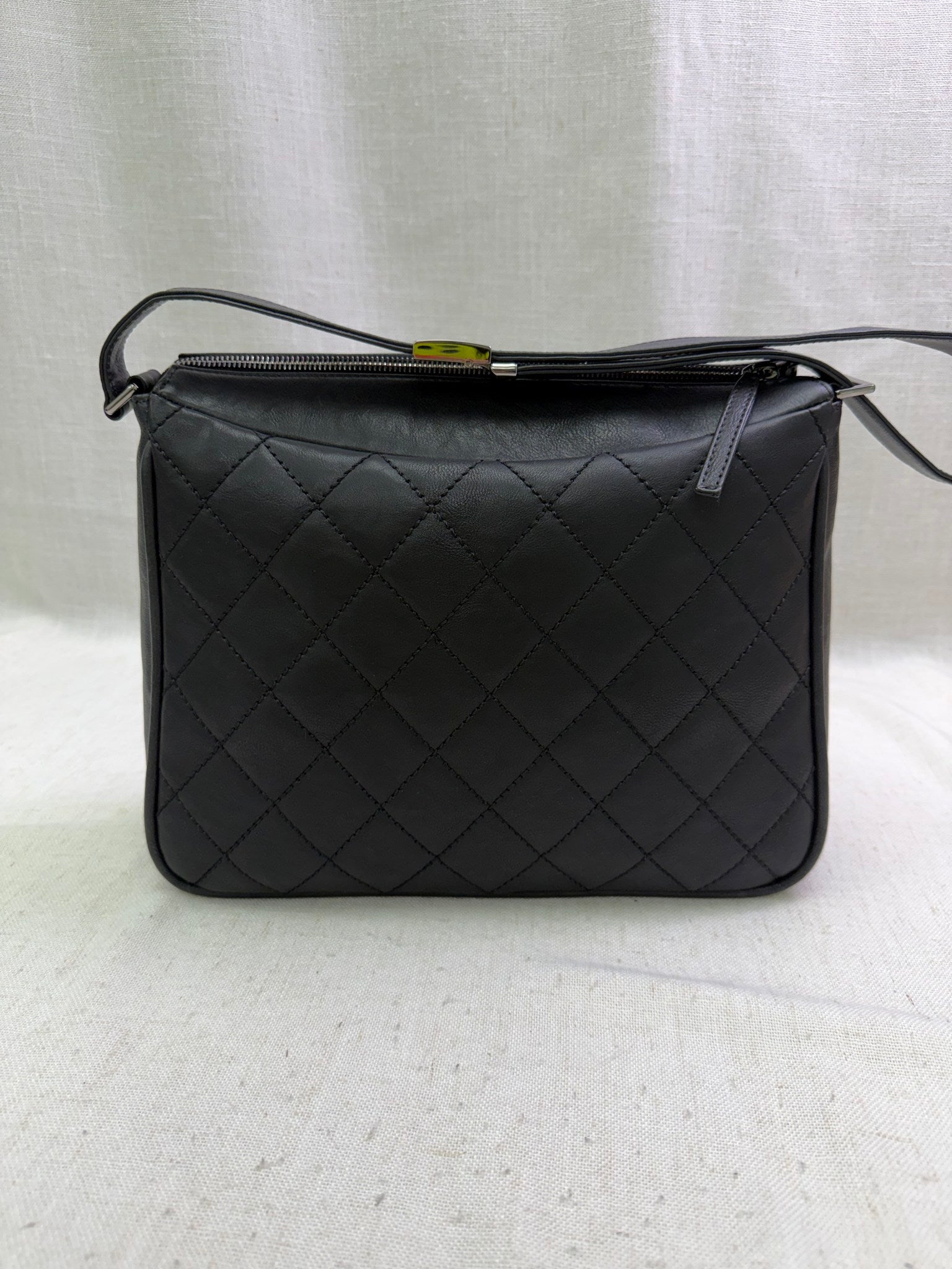 Chanel Vintage Black Quilted Lambskin Timeless CC Hobo Bag