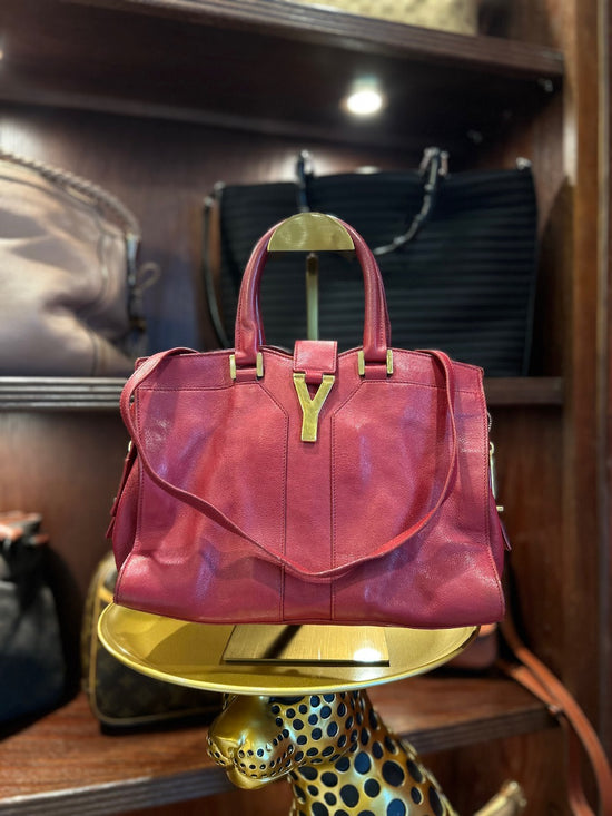 Saint Laurent YSL Red Leather Cabas ChYc Bag