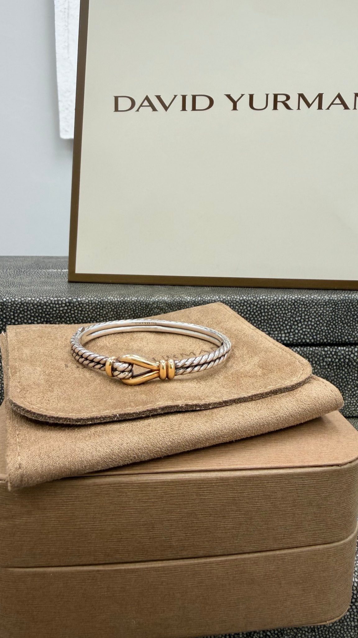 David Yurman Two-Tone Thoroughbred Loop Bangle Bracelet