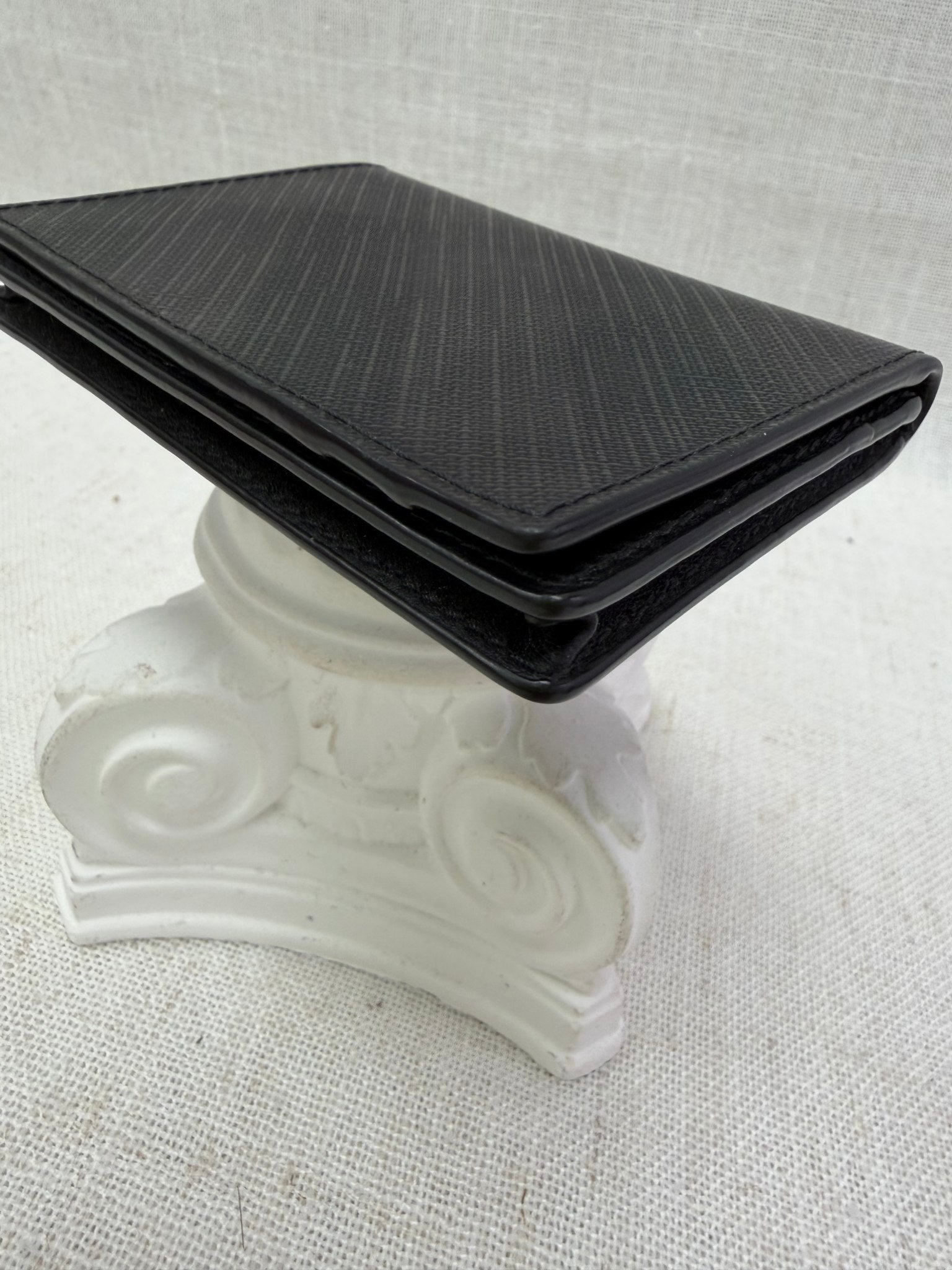 Burberry Black London Check Pebbled Leather Card Case