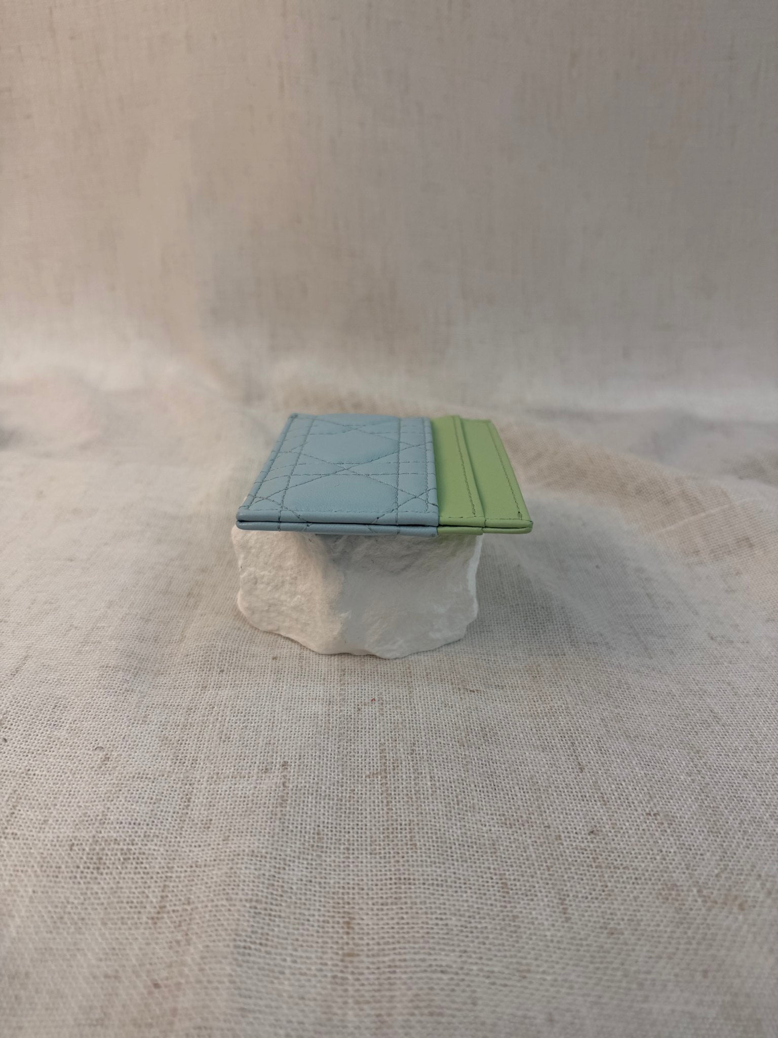 Christian Dior Green And Blue Leather Lady Dior Card Case