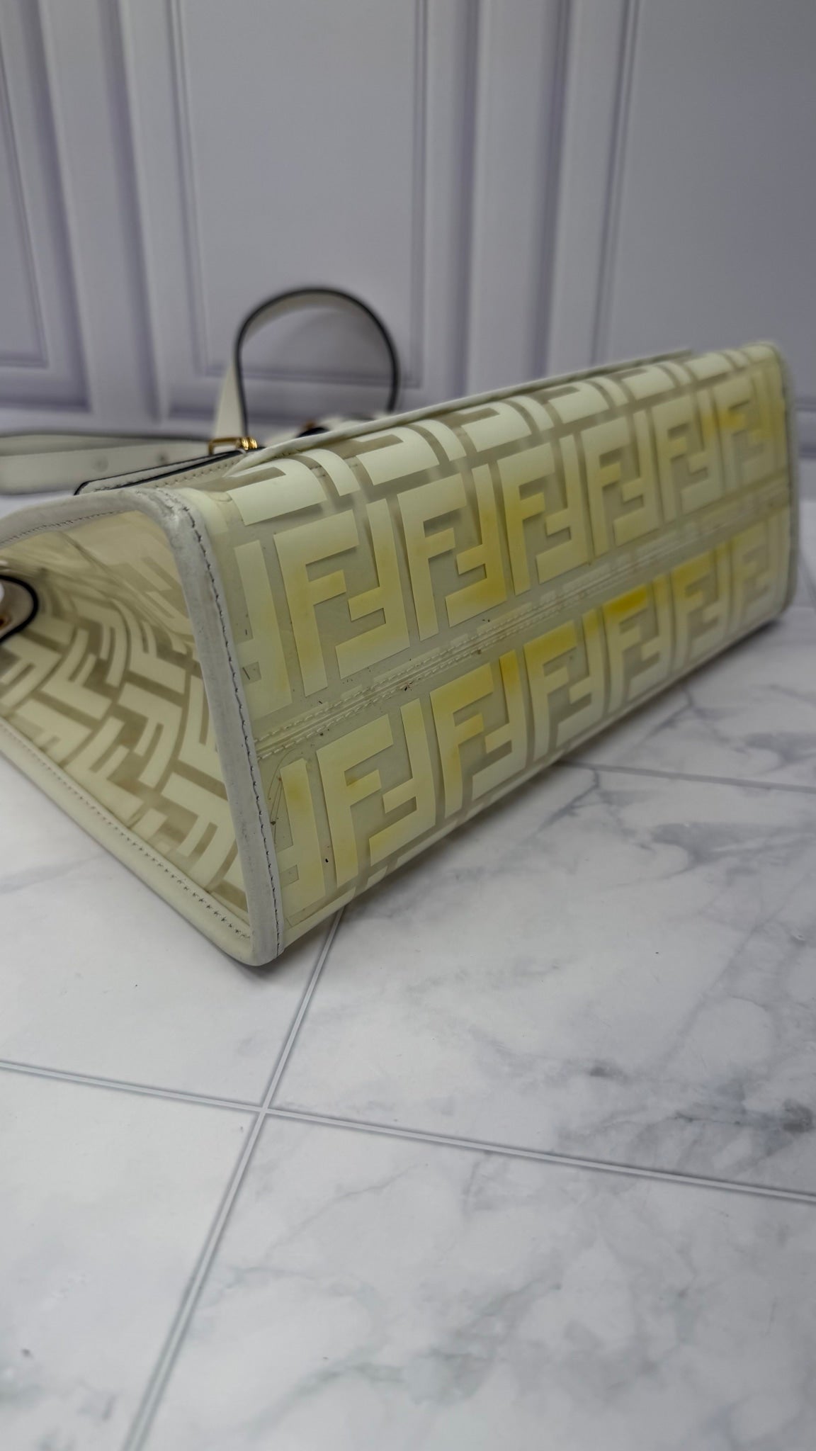Fendi White & Clear Zucca FF PVC Runway Bag