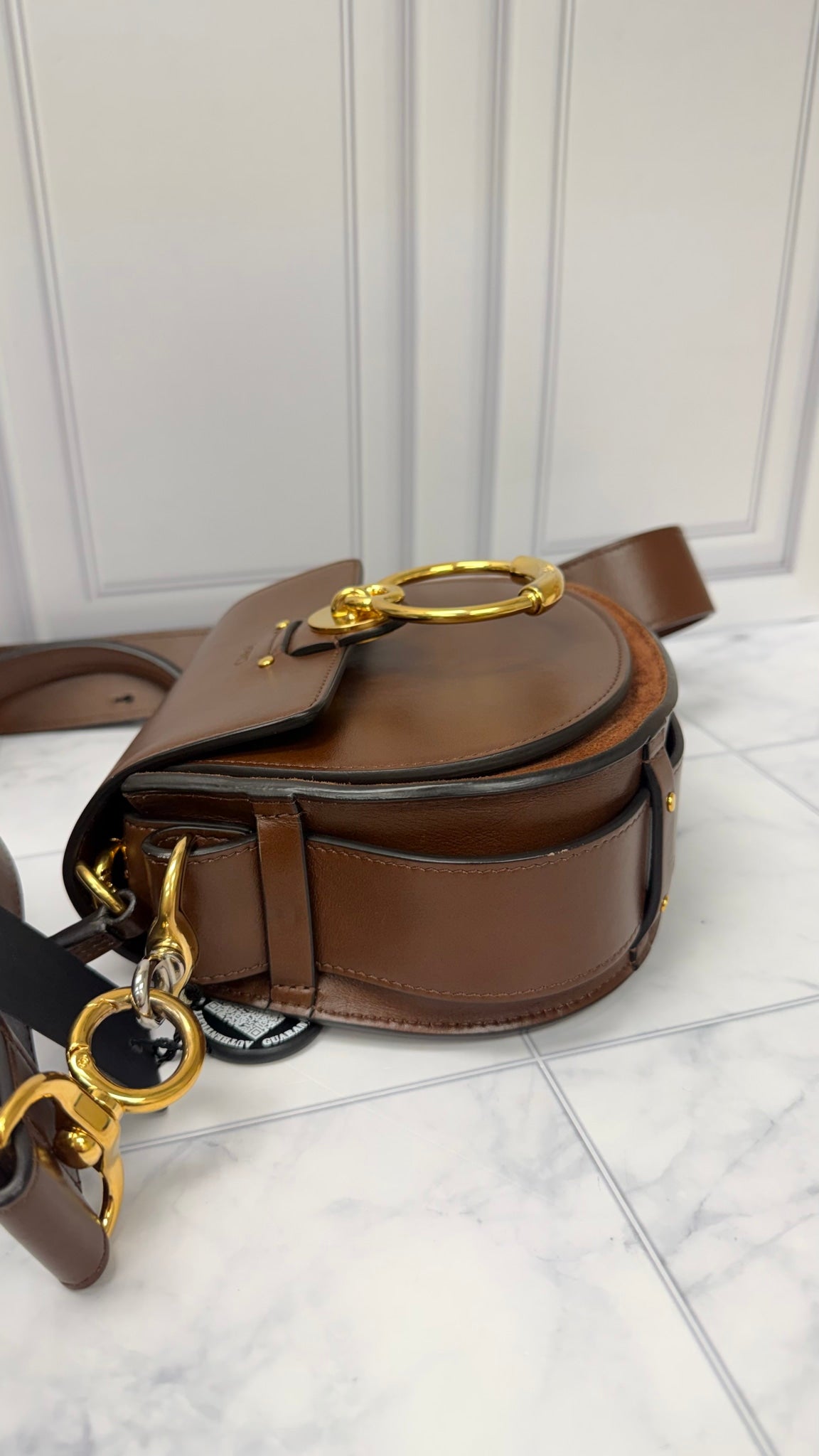 Chloe Brown Leather Tess Small Shoulder Bag