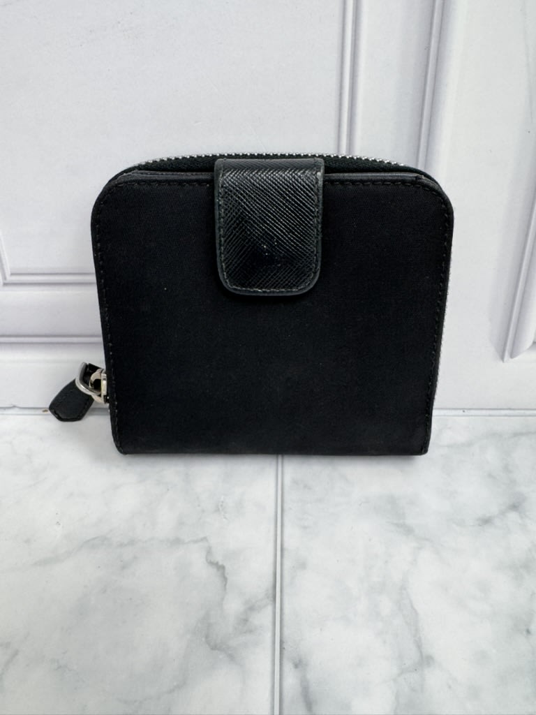Prada Black Nylon Compact Zippy Wallet