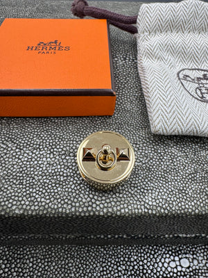 Hermes Gold Tone Collier De Chien Twilly Scarf Ring