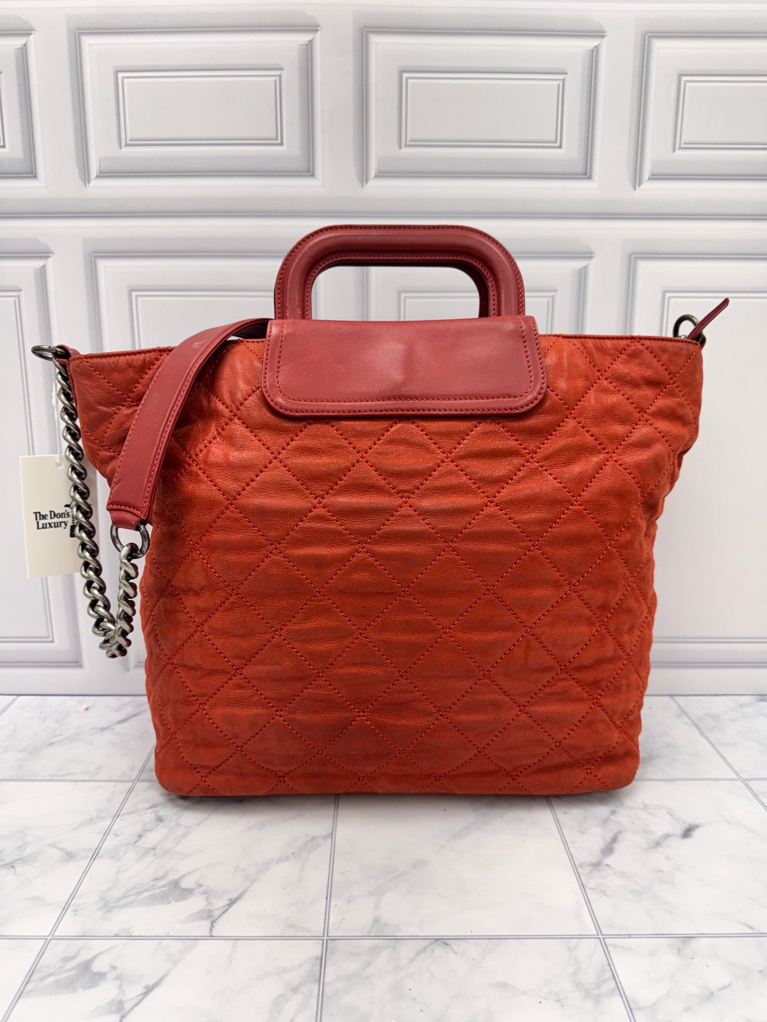 Chanel Red Iridescent Calfskin Leather "In the Mix" Large Shopping Tote Bag