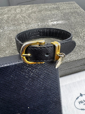 Prada Black Saffiano Leather Bracelet