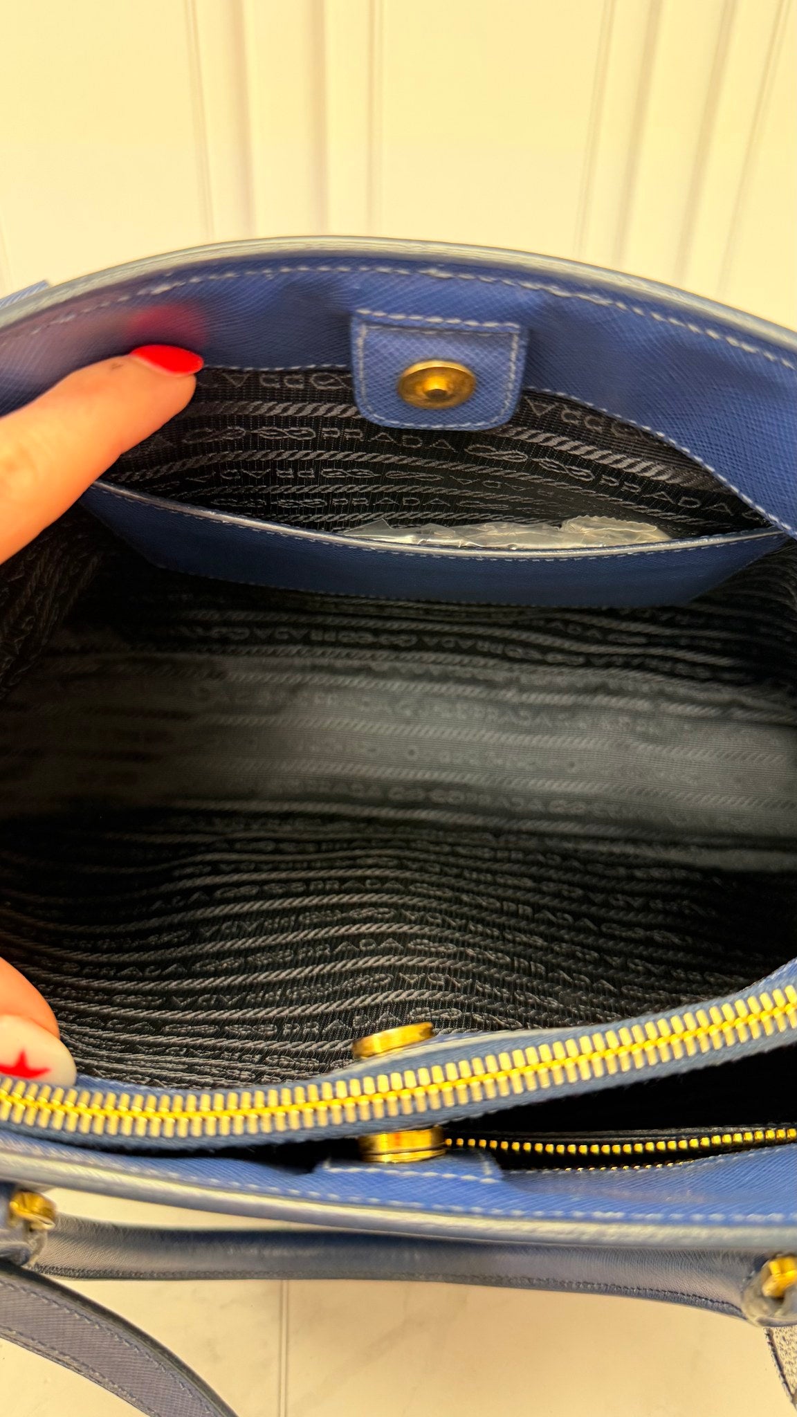 Prada Blue Saffiano Leather Medium Galleria Tote