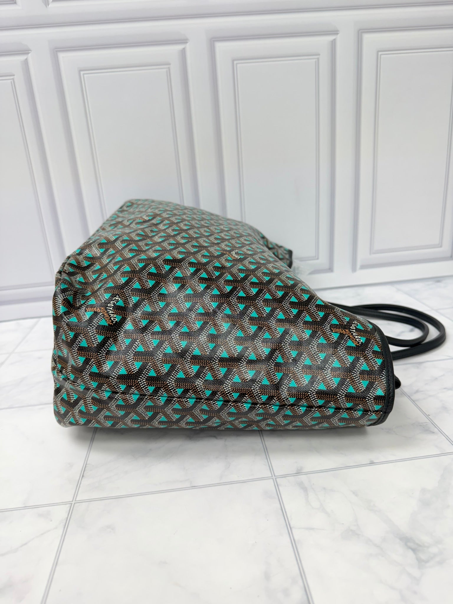 Goyard Teal And Black Goyardine Canvas Saint Louis Tote Bag 