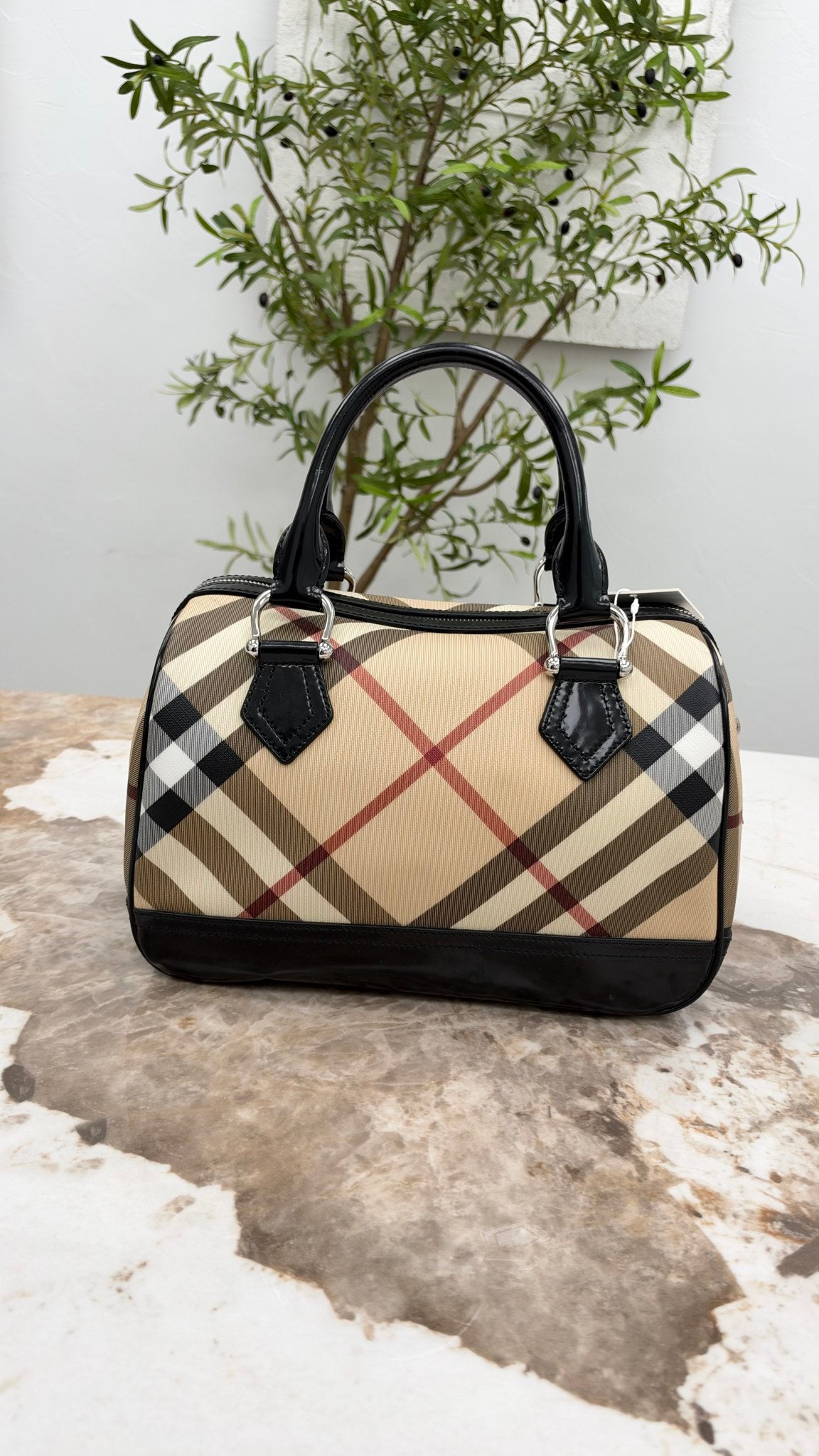 Burberry Beige Nova Check Supernova Boston Bag