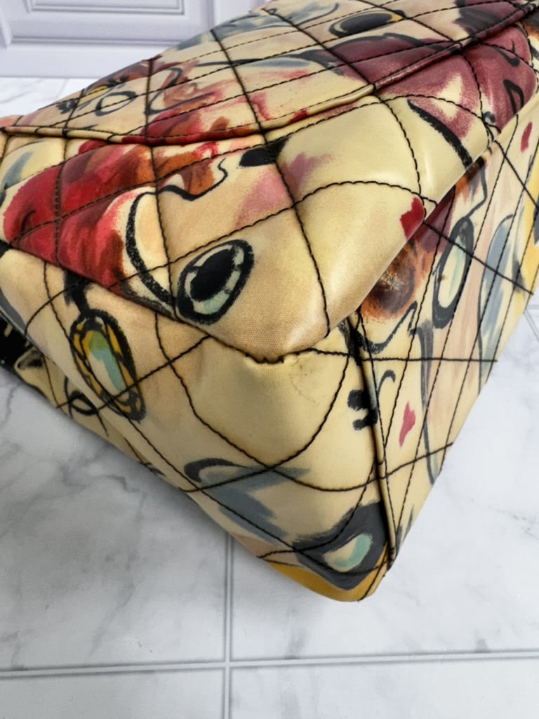 Chanel Multicolor Quilted Vinyl Rare Graffiti Sketch Maxi Flap Bag