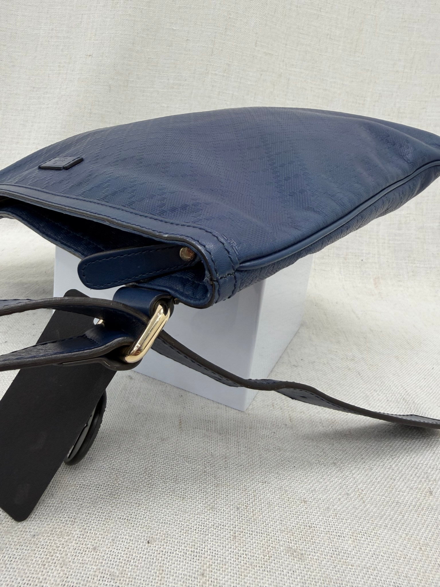 Gucci Blue Diamante Leather Messenger Bag