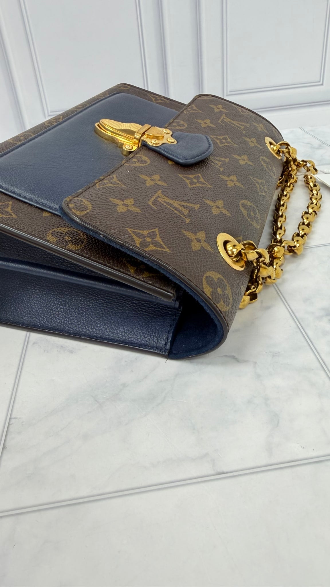 Louis Vuitton Navy Blue Monogram Victoire Chain Shoulder Bag