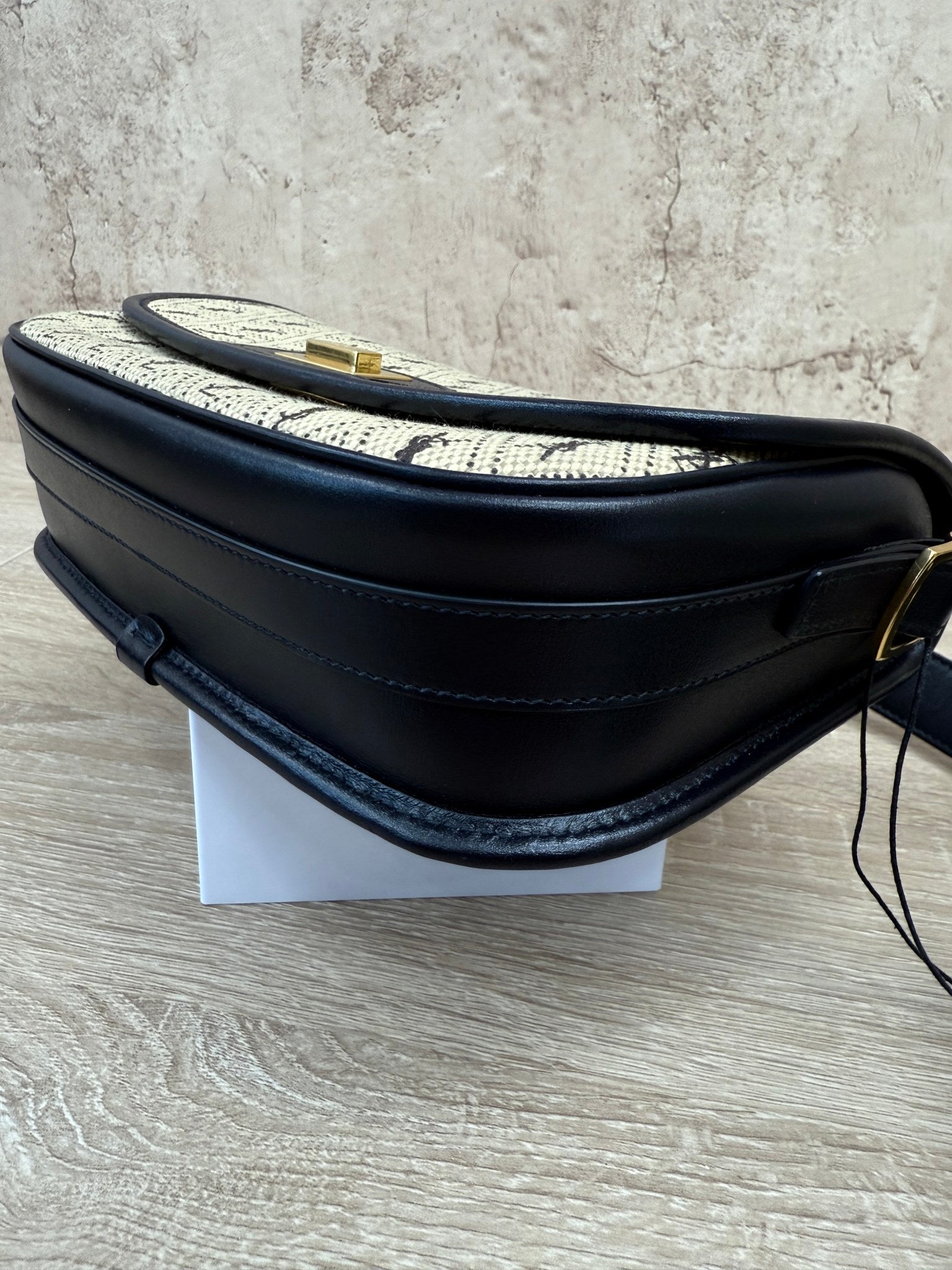 BRAND NEW- Saint Laurent YSL Cream & Navy Monogram All Over Medium Satchel Bag