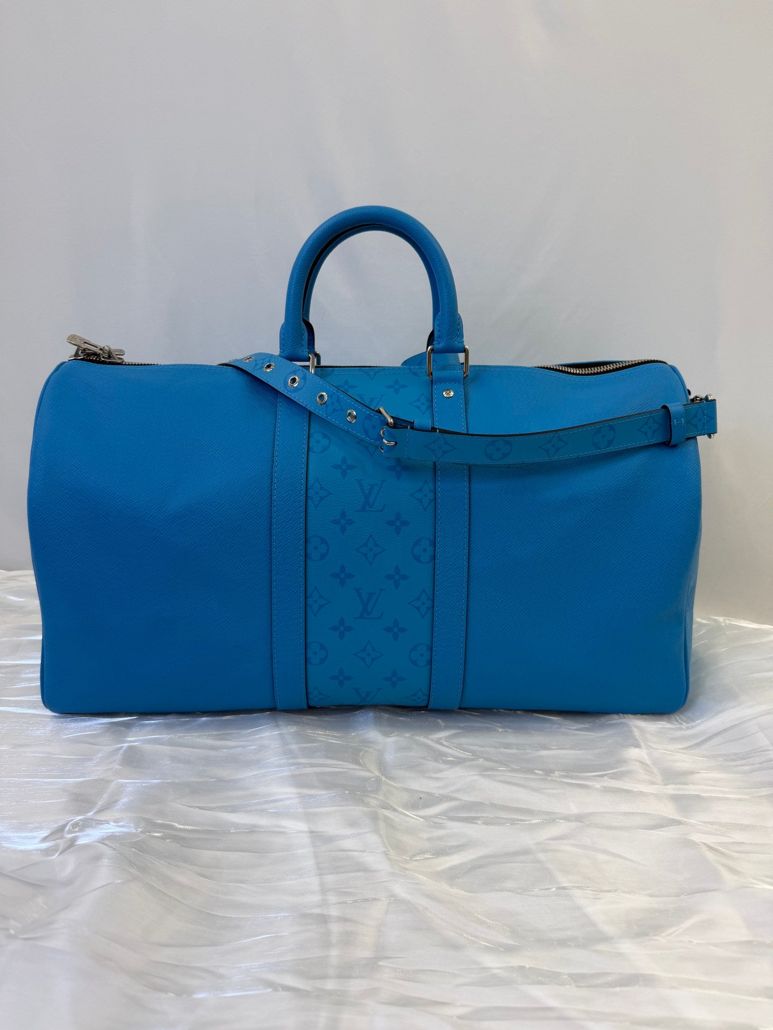 Louis Vuitton Blue Leather Keepall 50 Bandouliere