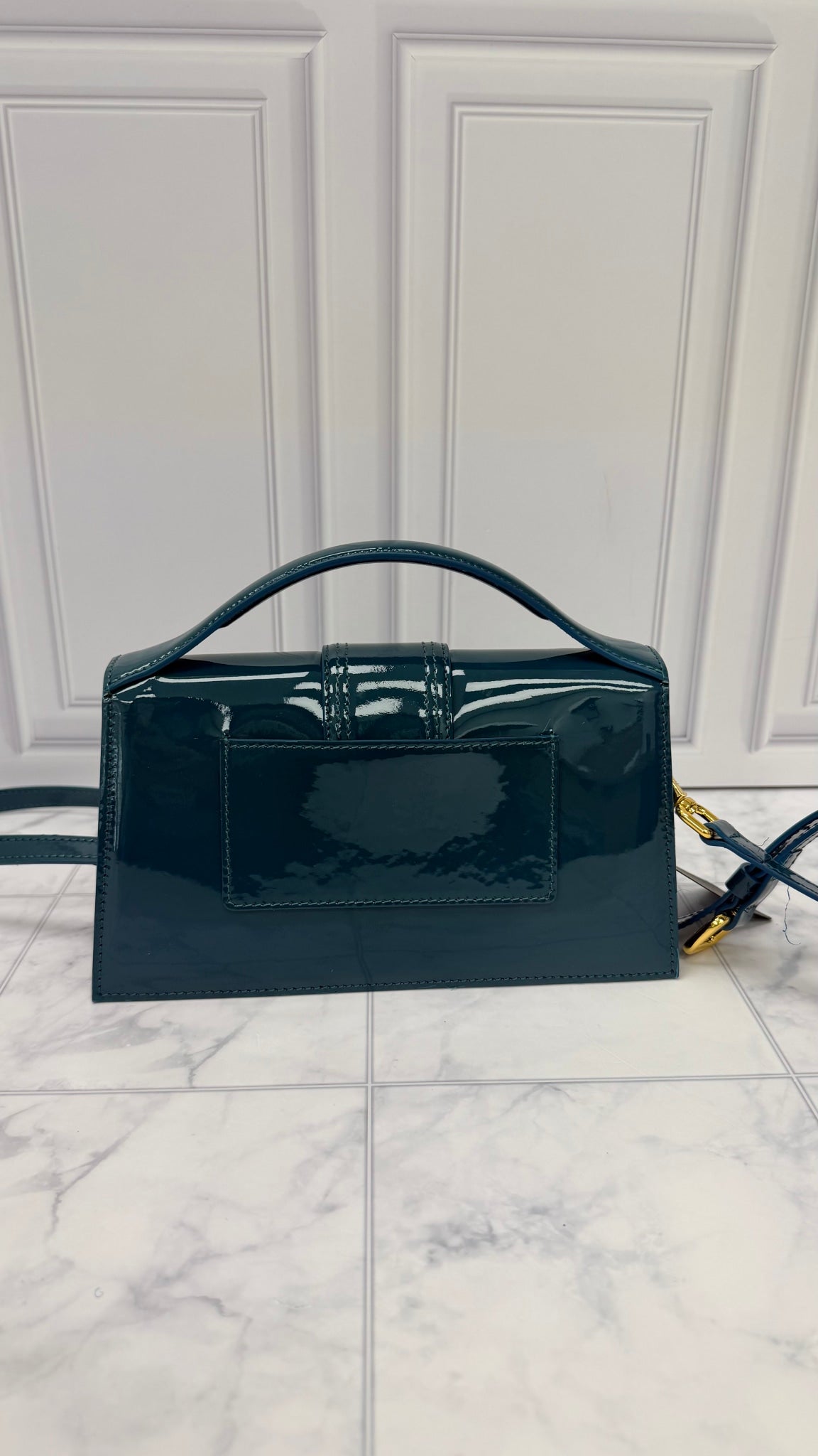 BRAND NEW - Jacquemus Turquoise Patent Leather Le Grand Bambino Handbag 2Way Handbag
