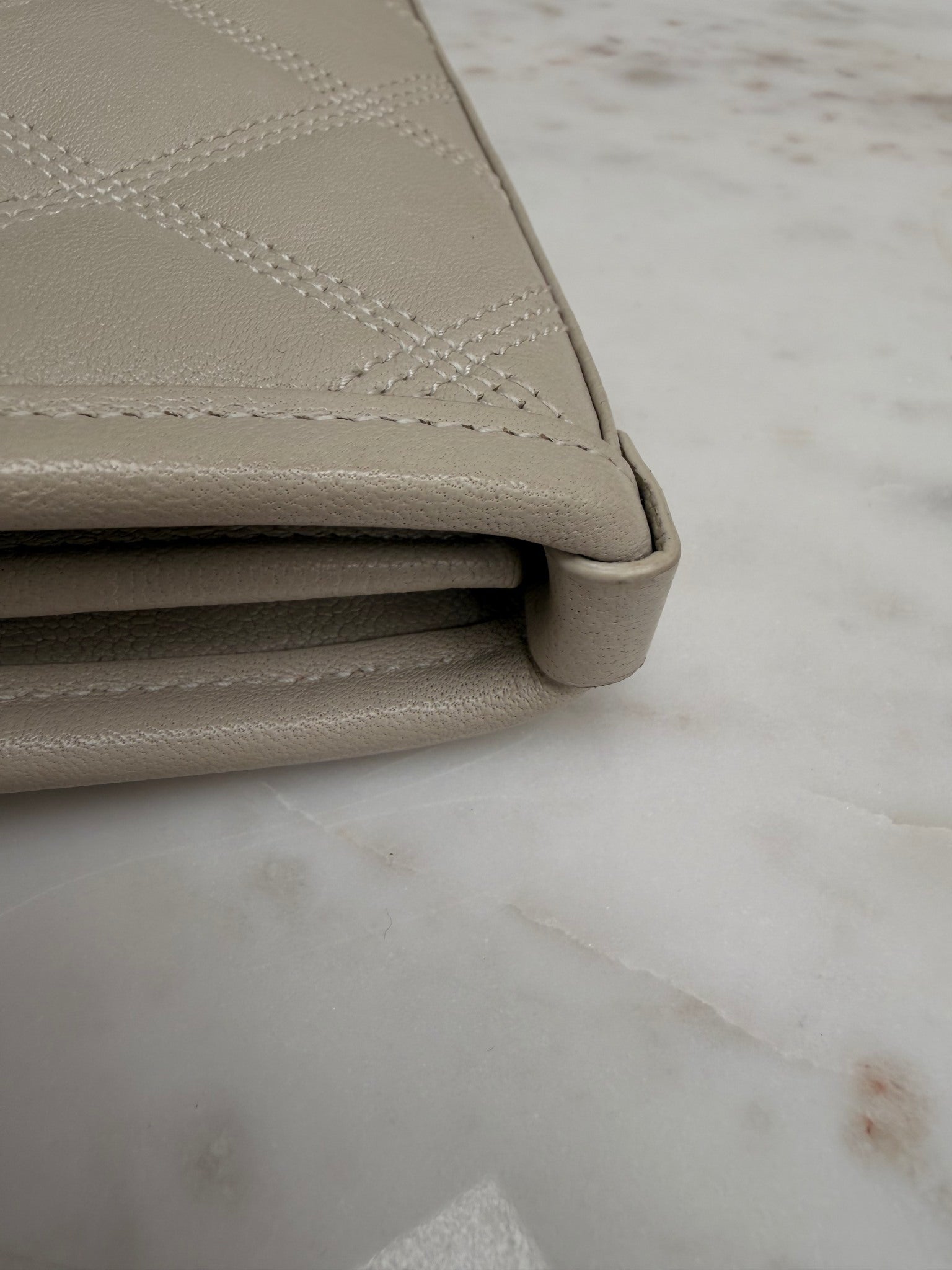Saint Laurent YSL Beige Leather Quilted Chain Crossbody 