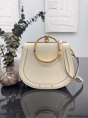 Chloe White Leather Medium Nile Crossbody Bag
