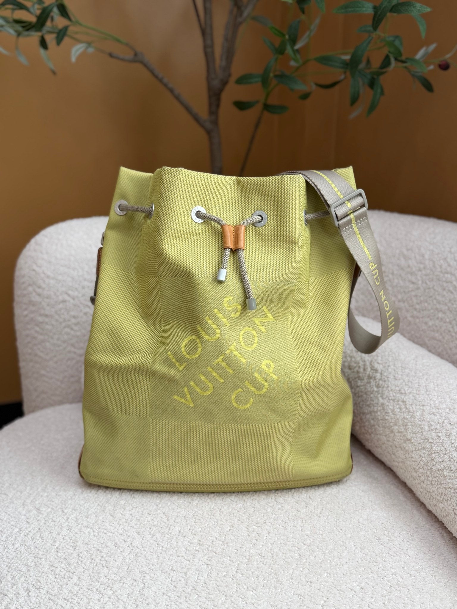 Louis Vuitton Yellow Damier Geant LV Cup Volunteer Bucket Bag