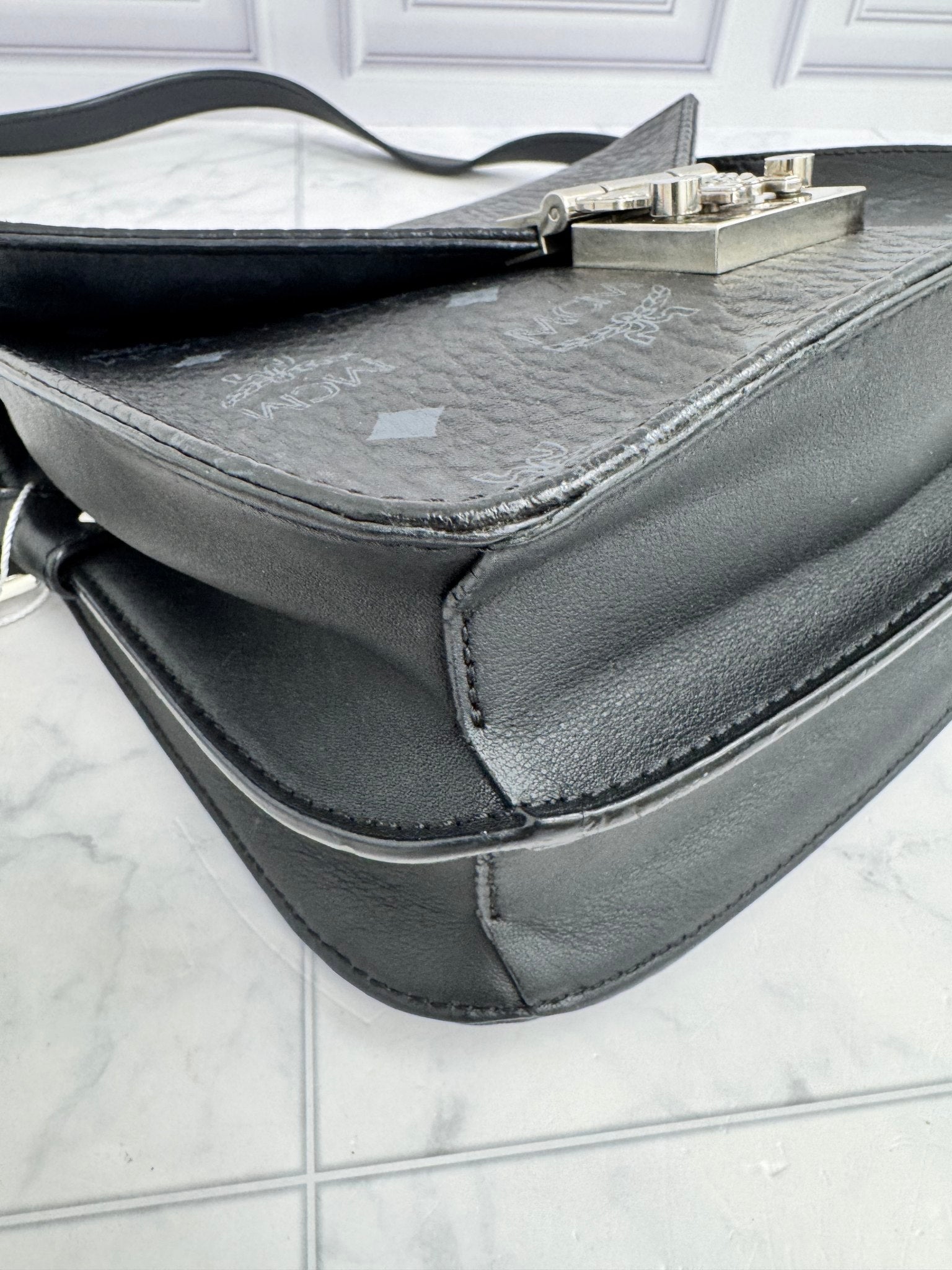 MCM Black Visetos Monogram Patricia Crossbody Bag