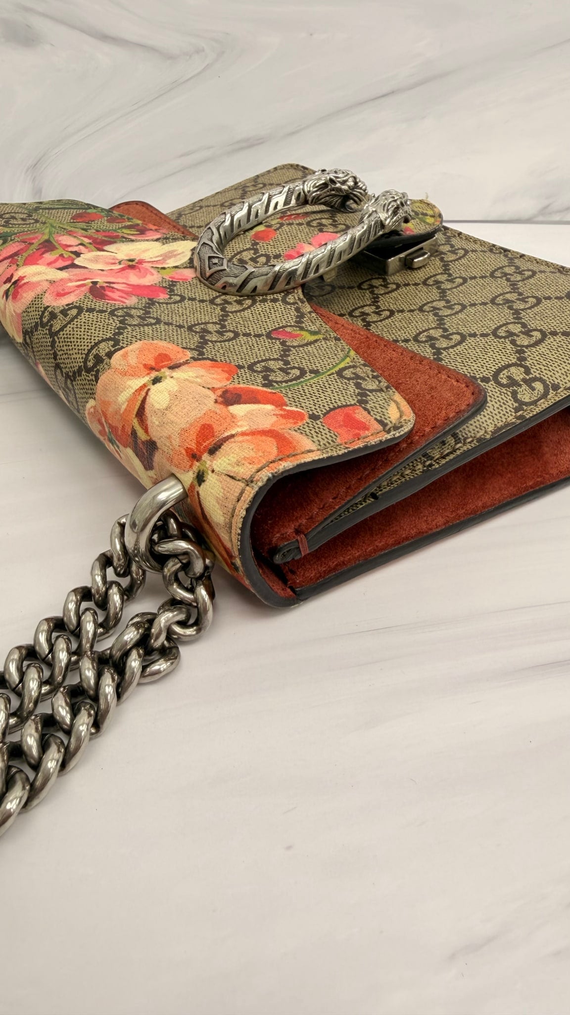 Gucci GG Supreme Blooms Dionysus Mini Chain Shoulder Bag 