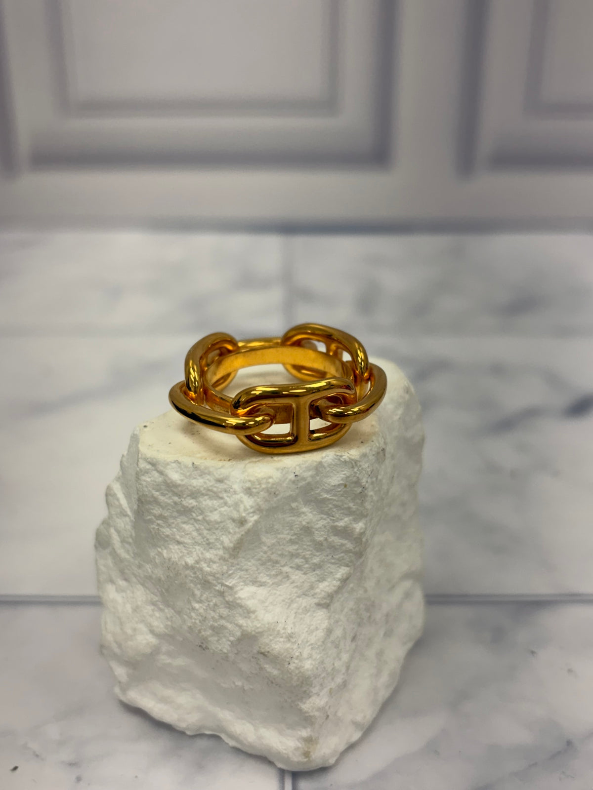 LIKE NEW - Hermes Gold Tone Chaine Scarf Ring