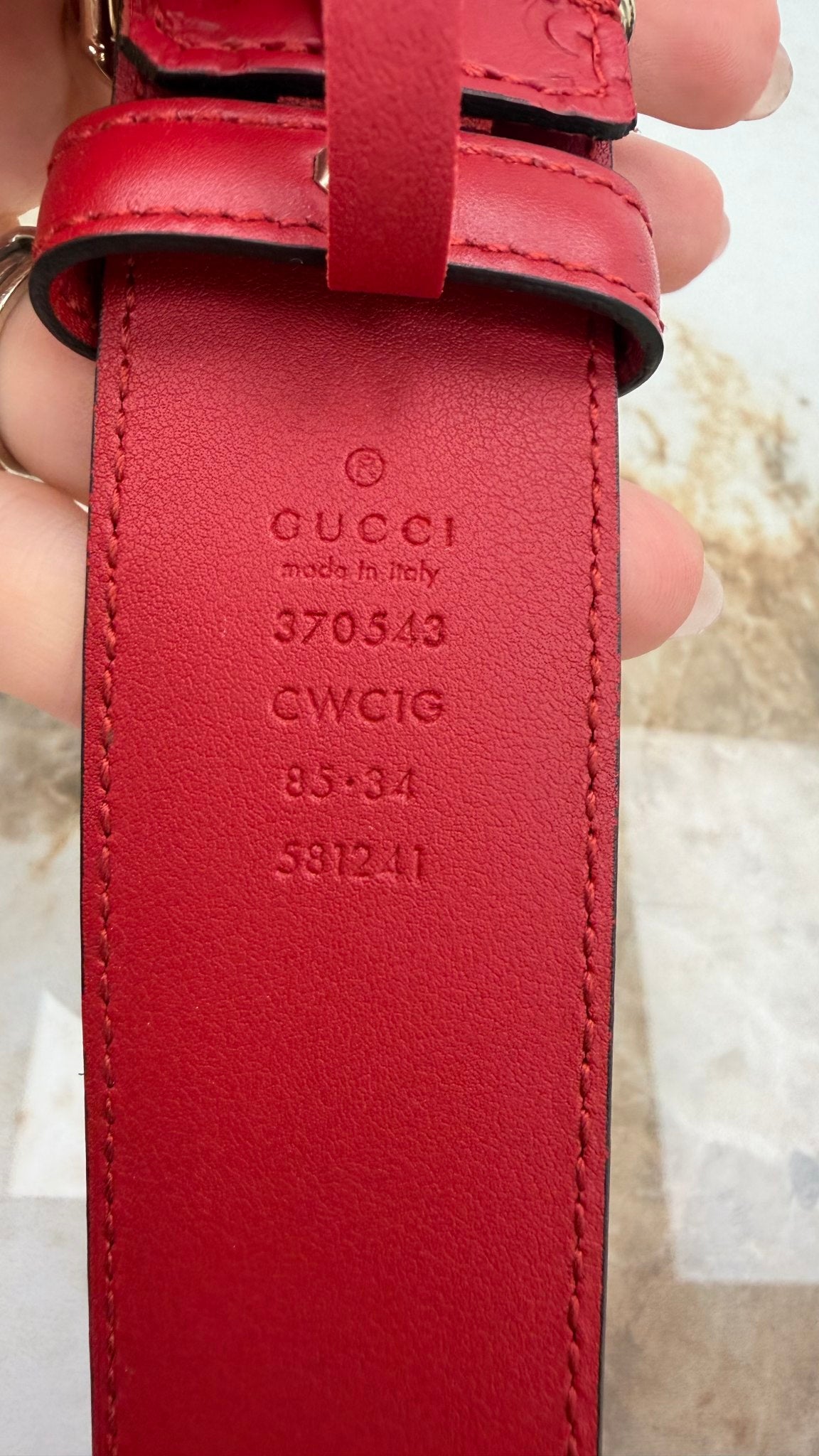 Gucci Red GG Leather Interlocking G Belt Size 85/34