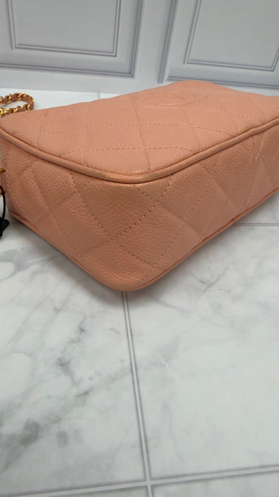 Chanel Vintage Rose Pink Quilted Caviar Camera Bag