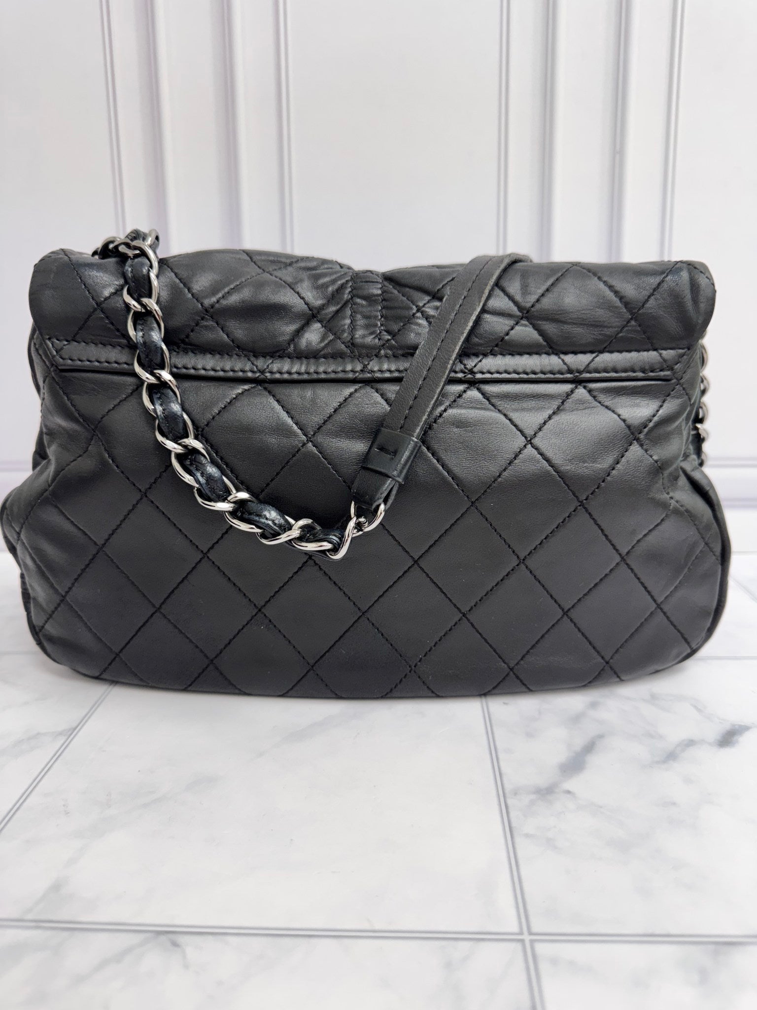 Chanel Black Diamond Quilted Sharpei Small Flap Bag