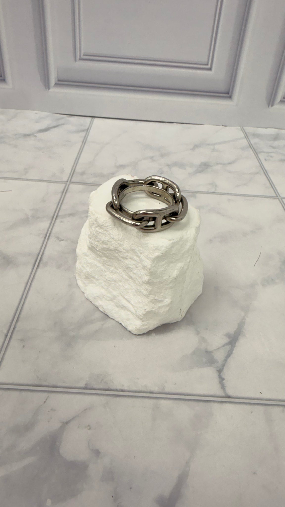 Hermes Silver Tone Scarf Ring 