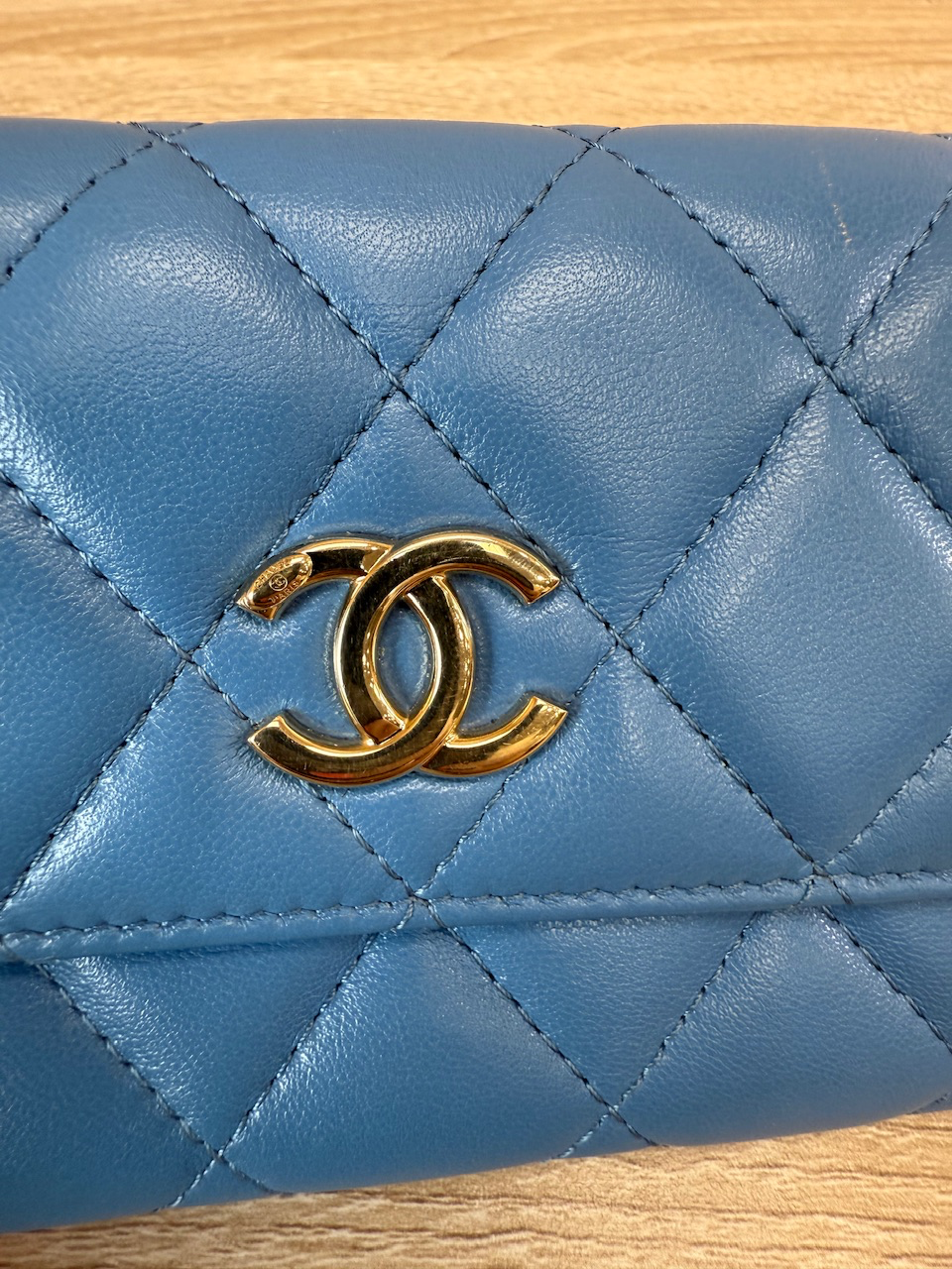 Chanel Blue Leather Wallet on a Chain