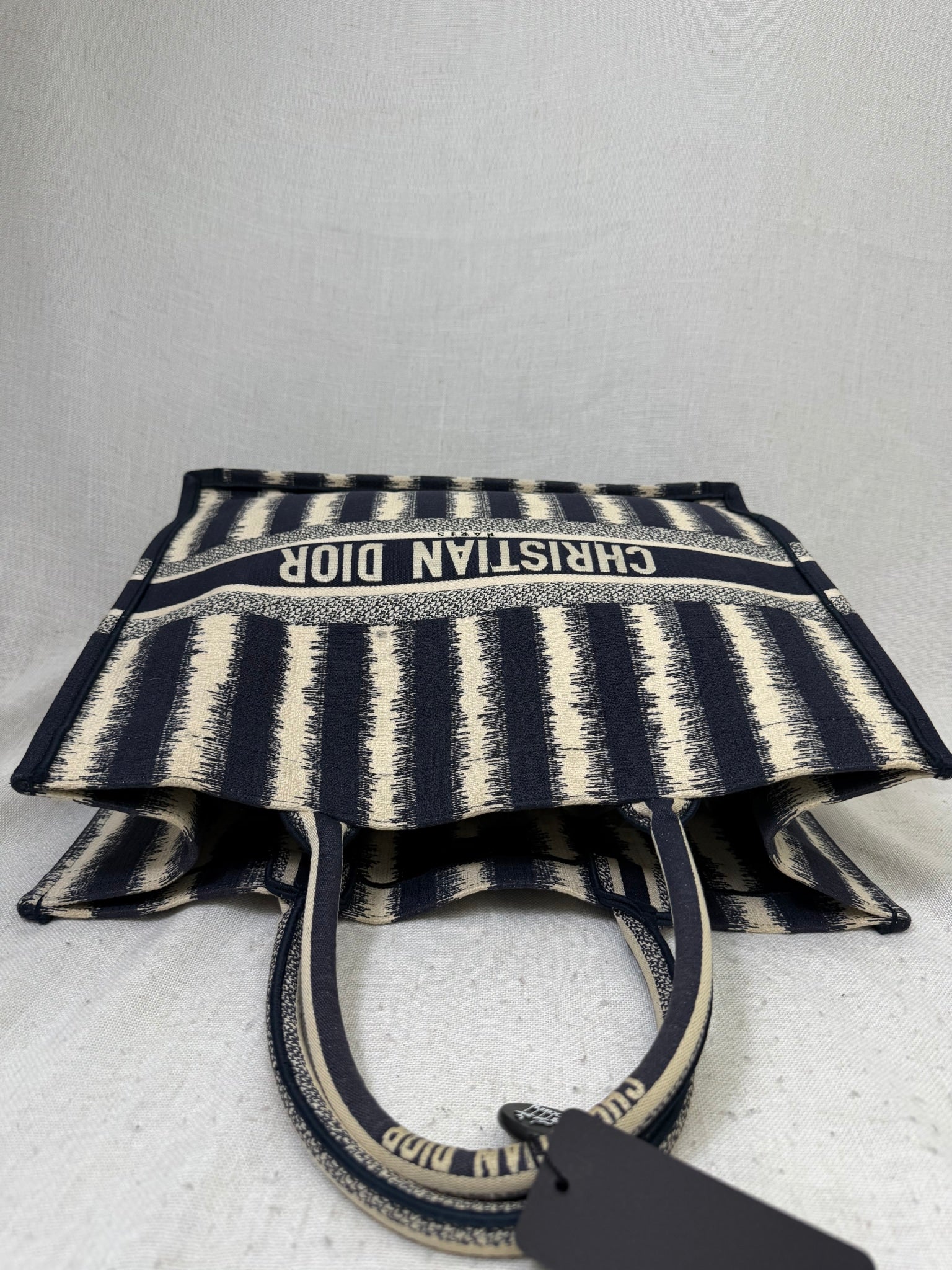 Christian Dior Blue Striped Canvas Large Book Tote 