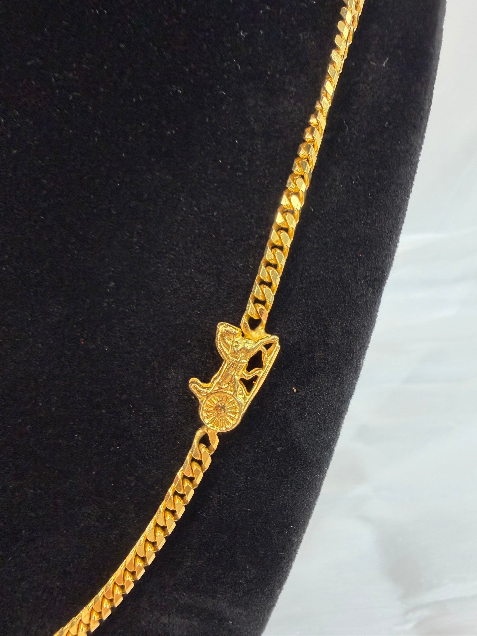 Celine Gold Horse Carriage Logo Necklace