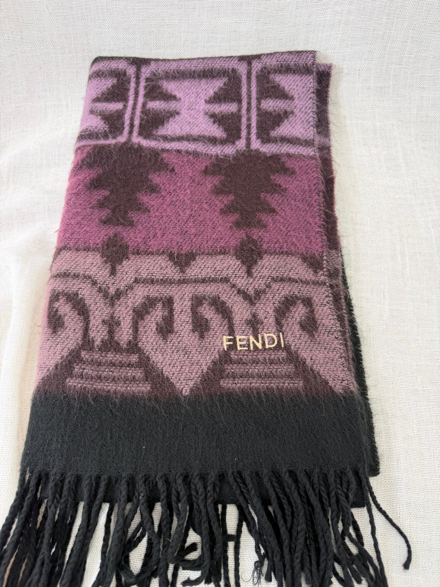 Fendi Purple Acrylic Scarf